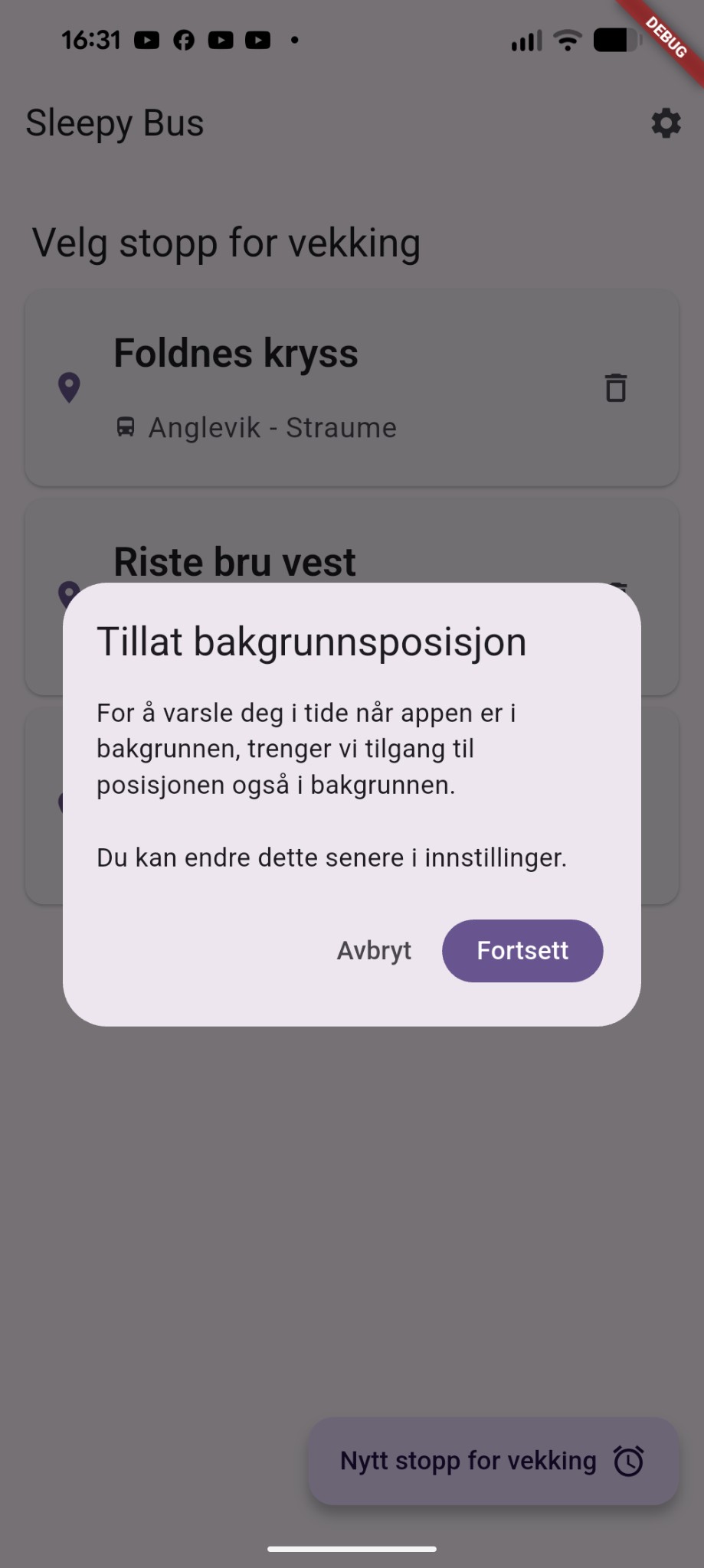 Sleepy Bus – Tillat bakgrunnsposisjon